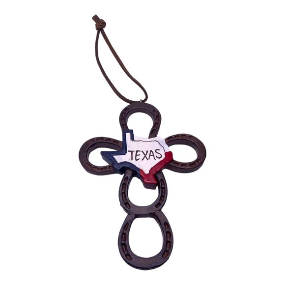 Texas TX Theme Ornaments Lot Cowboy Hat Star Rodeo Flag Cross Map - Picture 8 of 9